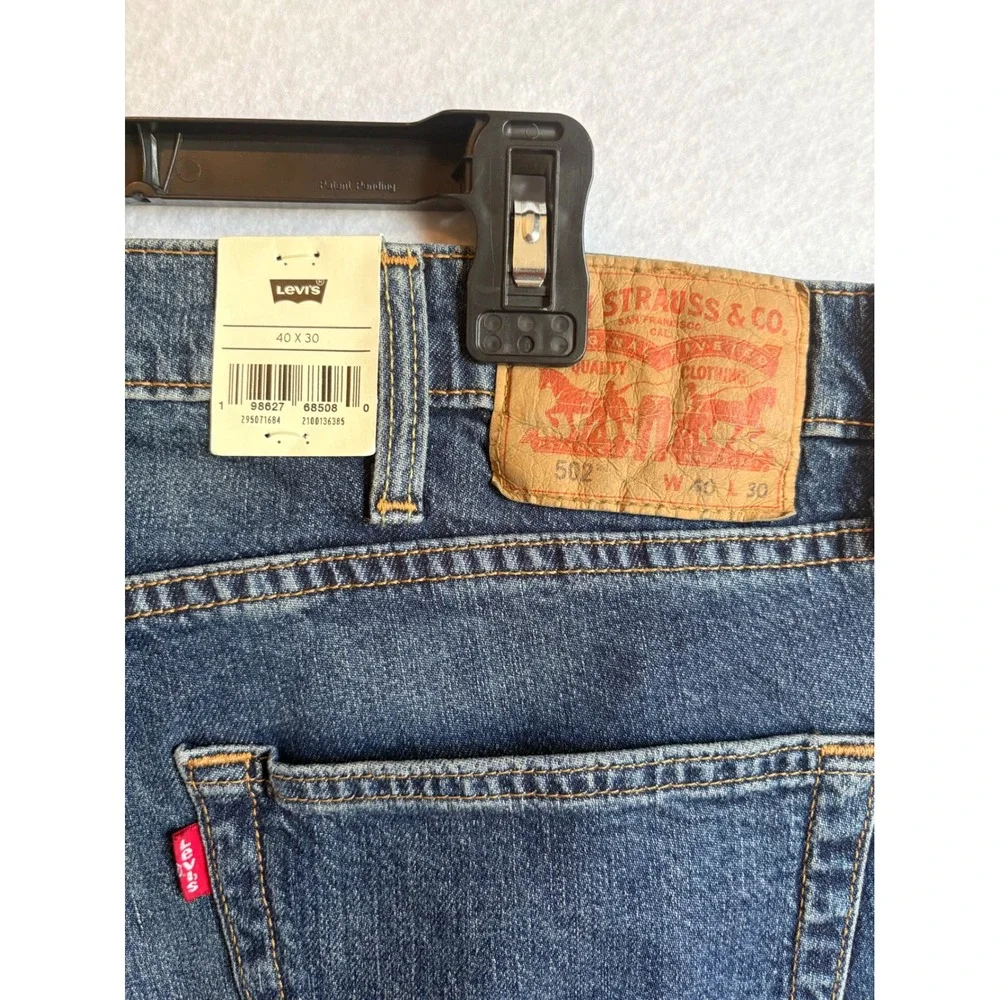 Levis 502 Taper Mens Jeans 40x30 Dark Wash Blue Stretch Denim NWT